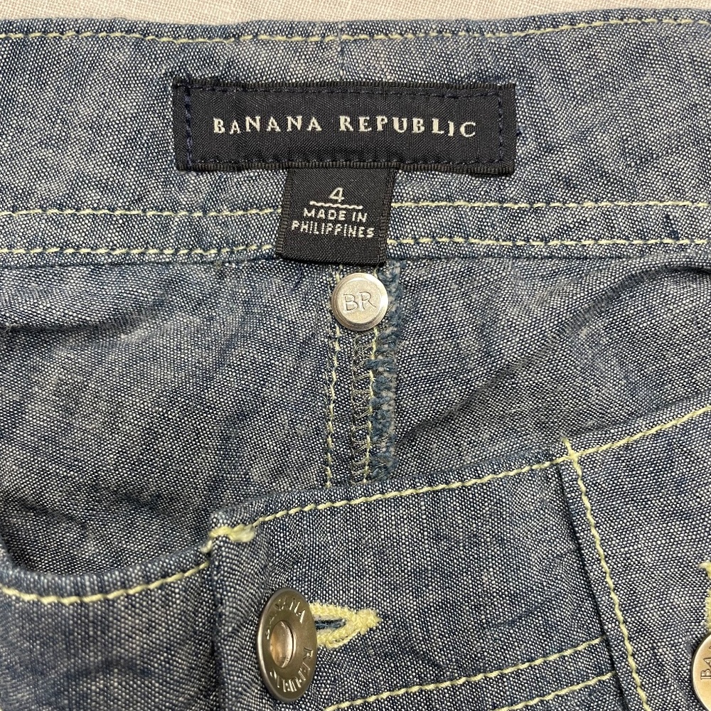 Banana Republic Chambray Wide-Leg Pants- 100% Cotton - Blue - Size 4